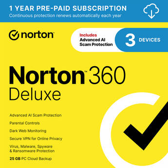 Norton 360 Deluxe (Three Devices, 1-Year Subscription)