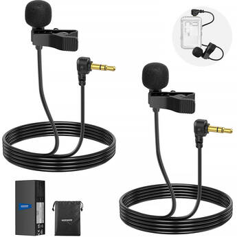 Neewer LM5 3.5mm TRS Mini Clip-On Wired Lavalier Microphone (2-Pack)