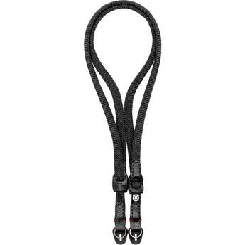 Owlkrown 32-58" TrailFlex Adjustable Camera Strap (Black with Red Accent, Polished Split Ring)