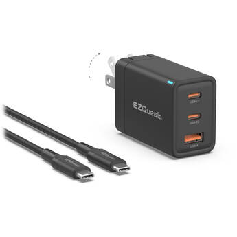 EZQuest UltimatePower 65W GaN II 3-Port USB-C/USB-A Wall Charger