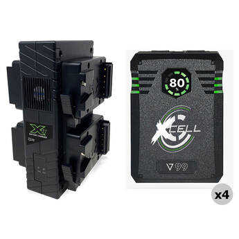 Core SWX XCell Micro-Sized Smart Battery 4-Battery Kit with Quad Charger (99Wh, V-Mount)