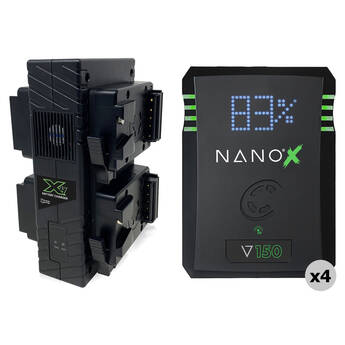 Core SWX NANOX V150 4 x Batteries + Quad Charger Kit (V-Mount)