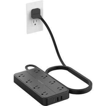 Tessan Surge Protector with Flat Plug, 8 AC Outlets, 2 USB-A & 1 USB-C