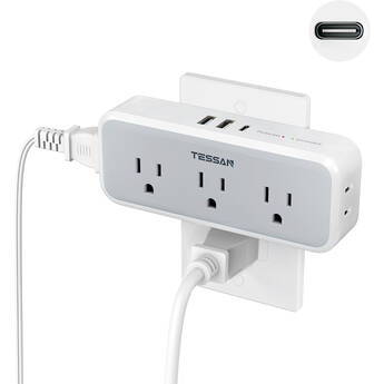 Tessan Multi Plug Outlet Extender with 4 Outlets, 2 USB-A & 1 USB-C Port