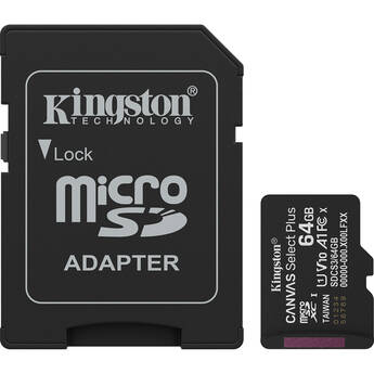 Kingston 64GB Canvas Select Plus UHS-I microSDXC Memory Card with SD Adapter