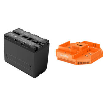 SmallRig L-Series/NP-F970 USB-C Battery Kit with 4-Bay Charger (Blue, Orange)
