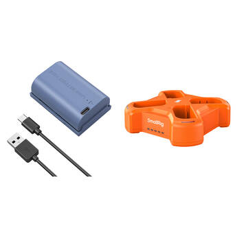 SmallRig LP-E6NH USB-C Battery Kit with 4-Bay Charger (Blue, Orange)