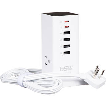 Tessan 9-in-1 65W USB/AC Vertical Charging Station (White)