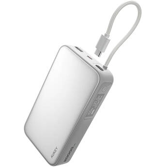 AUKEY PBY48 Spark Sling Power Bank with Built-In USB-C Cable (20,000mAh, White)