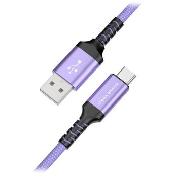 Tera Grand USB-C 2.0 to USB-A Braided Cable (6', Purple)