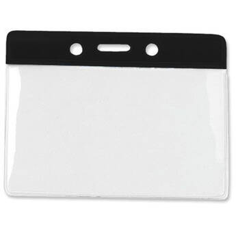 BRADY PEOPLE ID Vinyl Horizontal Badge Holder with Black Top Bar (3.81 x 2.63", 100-Pack)