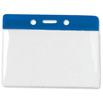 BRADY PEOPLE ID Vinyl Horizontal Badge Holder with Blue Top Bar (3.81 x 2.63", 100-Pack)