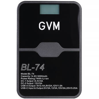 GVM BL-74 V-Mount Battery with D-Tap, USB, and DC Outputs (5000mAh)