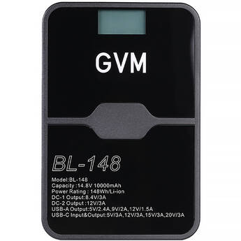 GVM BL-148 V-Mount Battery with D-Tap, USB, and DC Outputs (10,000mAh)