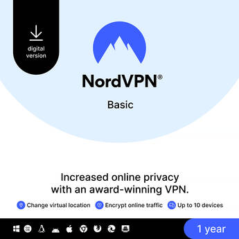 NordVPN Basic VPN Service (10 Devices, 1-Year Subscription)