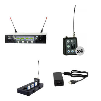 Lectrosonics DSQD 4-Channel Wireless Receiver with Dante & Broadcast Kit with 4 DSSM Water-Resistant Transmitters + Charger (470 to 608 MHz)