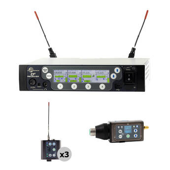 Lectrosonics DSQD 4-Channel Wireless Receiver with Dante & Location Sound Kit with 1 DPR-A Plug-On & 3 DBSMD Bodypack Transmitter/Recorders (470 to 608 MHz)