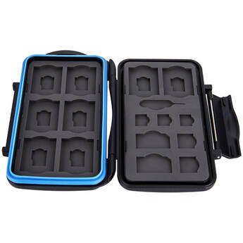JJC Memory Card Case with Card Reader for 8 SD and 8 microSD Cards