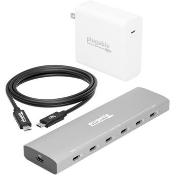 Plugable 6-Port Priority USB PD Charger with 140W Adapter & USB-C Cable