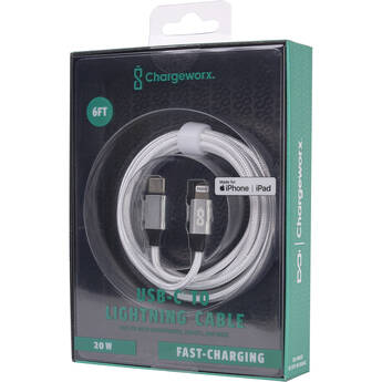 ChargeWorx USB-C to Lightning Cable (6', White)