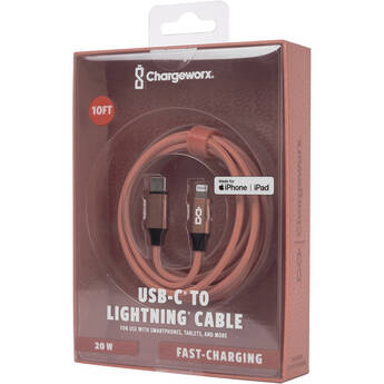 ChargeWorx USB-C to Lightning Cable (10', Desert Flower)