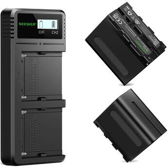 Neewer L-Series/NP-F970 2-Battery Kit with USB Fast Charger (7800mAh)