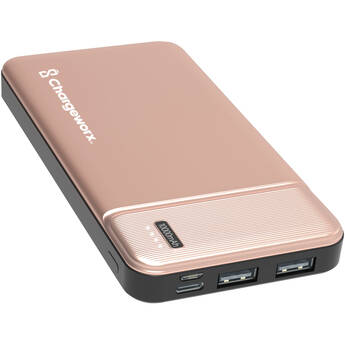 ChargeWorx Dual USB Glass Power Bank (10,000 mAh, Rose Gold)