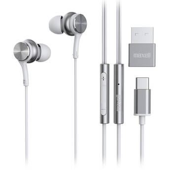 Maxell Fusion X USB-C Wired Earbuds with Microphone (White)
