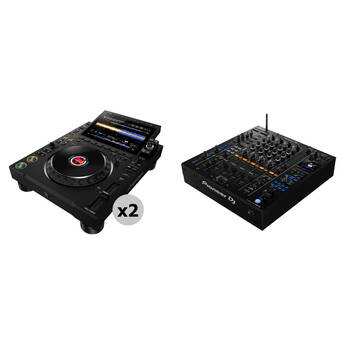 AlphaTheta CDJ-3000X Next-Gen Flagship Kit with DJM-A9 Mixer (Pair, Black)