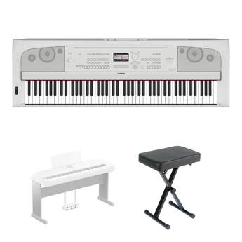 Yamaha DGX-670 88-Key Portable Digital Grand Piano Kit with Matching Stand and Bench (White)