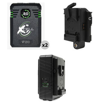 Core SWX 2 x XCell Micro-Sized Smart Batteries with Battery Plate & Mini Dual Travel Battery Charger (148Wh, V-Mount)