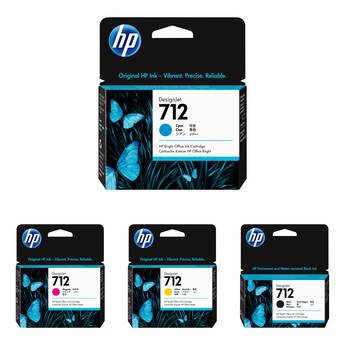 HP 712 Standard-Capacity 4-Color Ink Cartridge Kit