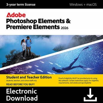 Adobe Photoshop & Premiere Elements 2026 (3-Year License, Student & Teacher Edition, Download)