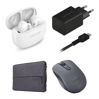Lenovo E310 Wireless Earbuds and Travel Accessories Bundle