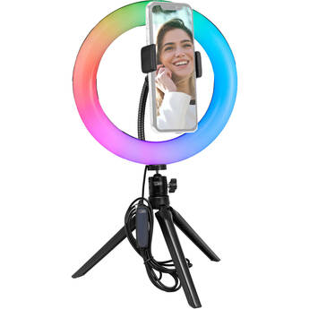 Vidpro 10" RGB LED Ring Light with Tabletop Tripod and Ball Head