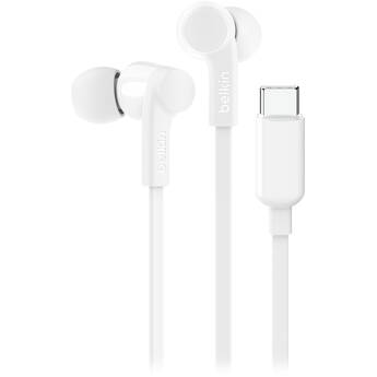 Belkin SoundForm USB-C Wired Earbuds with Adjustable Volume Limiter (White)