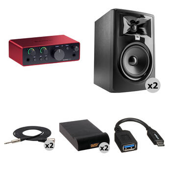 Focusrite Scarlett Solo USB-C Audio Interface (4th Generation) Kit with JBL 305P MkII Speakers
