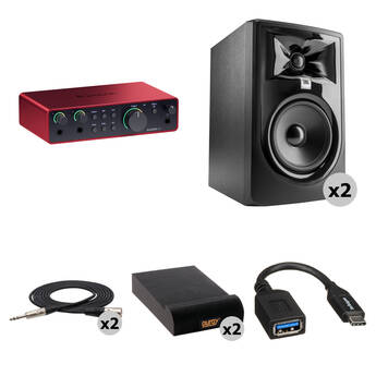 Focusrite Scarlett 2i2 USB-C Audio Interface (4th Generation) Kit with JBL 305P MkII Speakers
