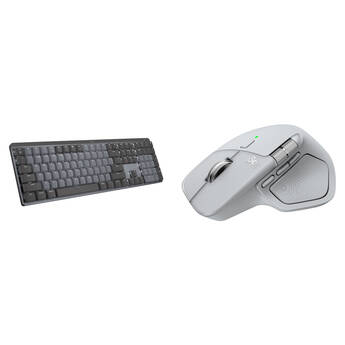 Logitech MX Master 4 Wireless Mouse with Mechanical Keyboard Kit (Pale Gray)