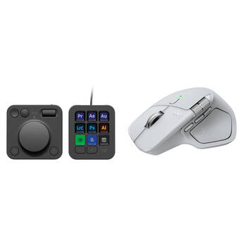 Logitech MX Master 4 Wireless Mouse for Mac and MX Creative Console Kit (White Silver Mouse, Graphite Console)
