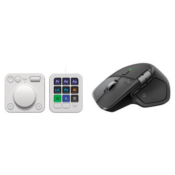 Logitech MX Master 4 Wireless Mouse for Mac and MX Creative Console Kit (Space Black Mouse, Pale Gray Console)