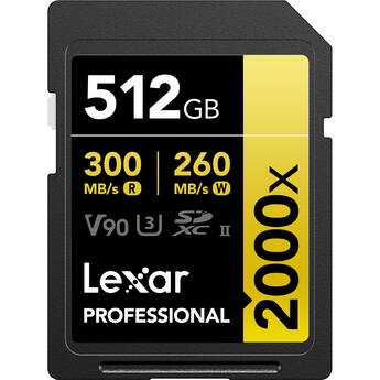 Lexar 512GB Professional 2000x UHS-II SDXC Memory Card