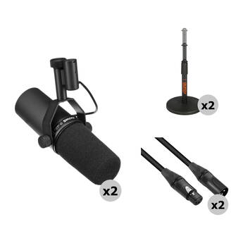Shure SM7B 2-Person Vocal Microphone with Tabletop Stand & XLR Cable Kit