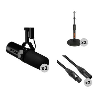 Shure SM7dB 2-Person Vocal Microphone with Built-In Preamp, Tabletop Stand & XLR Cable Kit