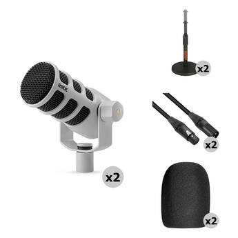 RODE PodMic Podcasting Microphone Kit with Tabletop Stand &XLR Cable (White)