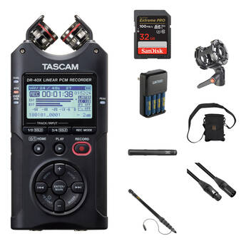 TASCAM DR-40X 4-Channel / 4-Track Portable Audio Recorder with Booming Kit