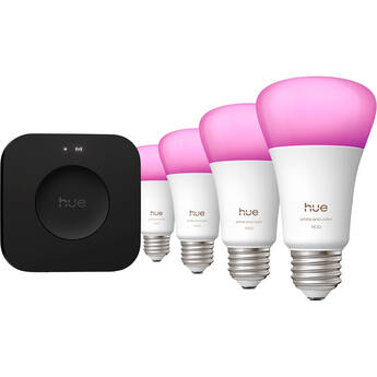 Philips Hue 75W A19 Starter Kit (White & Color Ambiance, Matter, 4-Pack)
