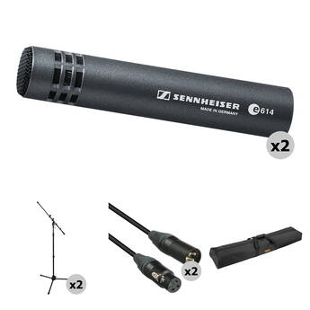 Sennheiser e 614 Supercardioid Condenser Microphone 2-Pack Kit with Stands and Cables