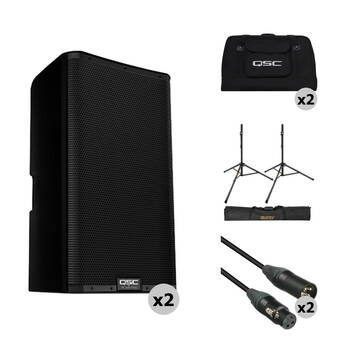 QSC K12.2 K.2 Series 12" 2000W Powered Speaker Pair with Essential Accessories Kit