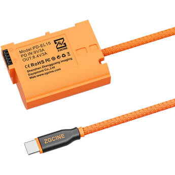 ZGCINE USB-C to EN-EL15C Braided Dummy Battery Cable (23.6")